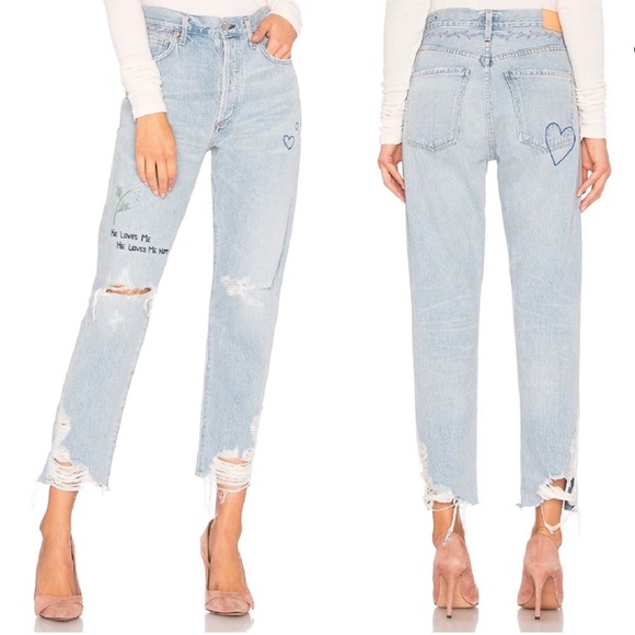 Citizens Of Humanity Denim - • Citizens Of Humanity • Liya High Rise Classic Fit Whimsy Blue 24 Embroidered